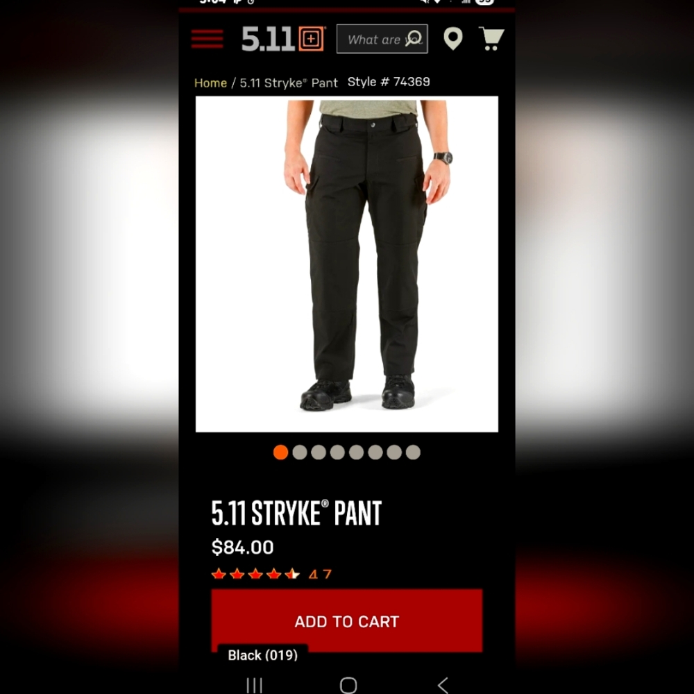 5.11 STRYKER NEW CONDITION Black Cargo Pants Durable Utility Wear. MENS 34/34.